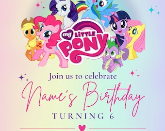 My Little Pony Invitation English and Spanish Digital Download, Printable Invitation