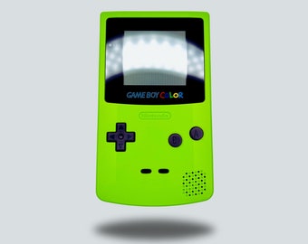 Kiwi Green GameBoy Color: auténtica consola portátil Nintendo GBC, ¡impecablemente RESTAURADA con nueva lente de pantalla de VIDRIO!