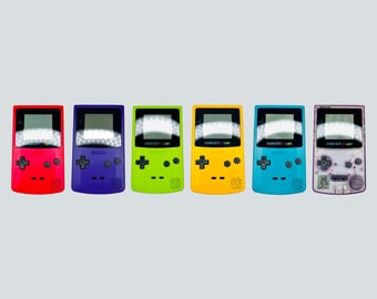 Consola GameBoy Color retroiluminada - Nintendo GBC personalizada con pantalla IPS, carcasa y botones nuevos, lente de cristal - Totalmente renovada y probada