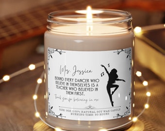 Dance Teacher Gift, Dance Teacher Candle, Personalized Candle, Dance Instructor Gift, Gift for Dancer Gift, Dance Instructor Candle