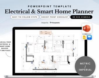 Electrical & Smart Home Planner | Design Professional Electrical Socket Point Floor Plan Layout with 60 Symbol Stencils in PowerPoint Easy