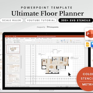Ultimate Floor Planner Metric Color Stencils PowerPoint image 1
