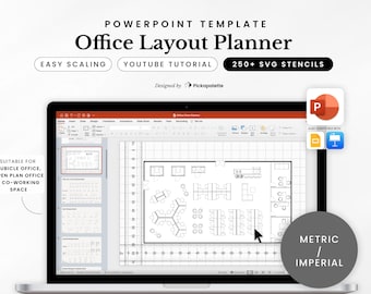 Office Layout Planner | Design Office Workplace Floor Layout Space Seating Planning with 250 Office Furniture Stencils in PowerPoint Easy