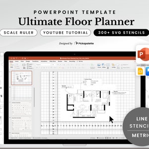 Ultieme vloerplanner | Metrisch | Lijn | Design huis appartement Plattegrond interieurindeling met 300 meubelsjablonen in PowerPoint Easy