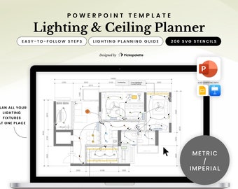 Lighting & Ceiling Planner | Design Professional Lighting Plan Layout with 200 Light Switch Fixture Fitting Stencils in PowerPoint Easy