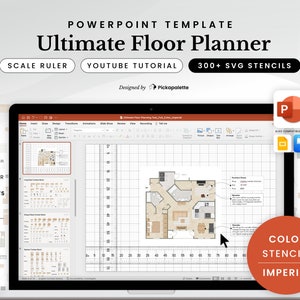 Ultieme vloerplanner | Keizerlijk | Kleur | Design huis appartement Plattegrond interieurindeling met 300 meubelsjablonen in PowerPoint Easy