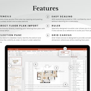 Ultimate Floor Planner Metric Color Design House Apartment Floor Plan Interior Layout with 300 Furniture Stencils in PowerPoint Easy image 2