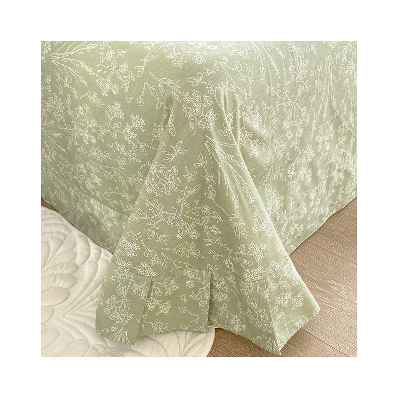 Green Floral 100 Cotton Duvet Cover Setfrench Floral Bedding Etsy UK