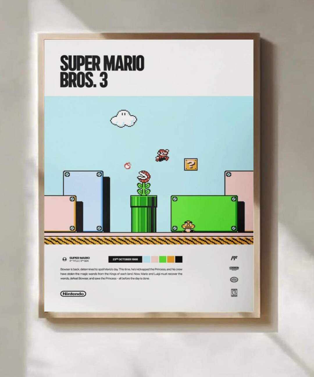 Super Mario Bros. 3 (1988) - Video Game Posters - Living Room Wall Art ...
