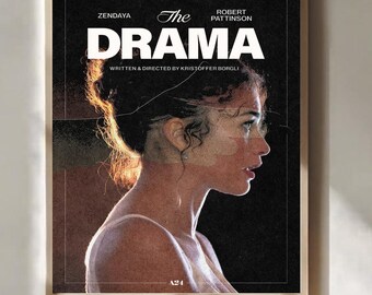 The Drama Movie Poster 2026 Zendaya & Robert Pattinson Introspective Romantic Drama Film Minimalist Artistic Wall Art Print