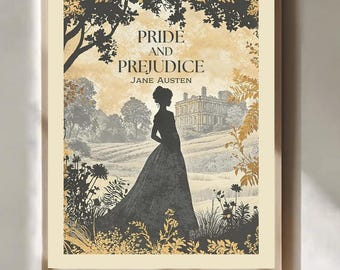 Pride And Prejudice Book Cover Art Poster Literary Gift For Book Lovers Wall Art