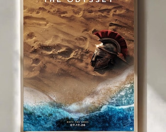The Odyssey Movie Poster Ancient Greek Warrior Helmet Beach Art Print Epic Mythology Wall Decor Christopher Nolan Film Poster