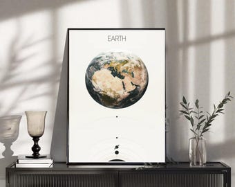 earth solar system light poster planet earth wall art space decor astronomy print