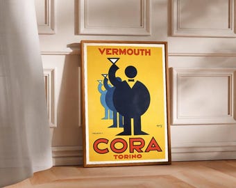 retro vermouth ad poster vintagestyle cora artwork