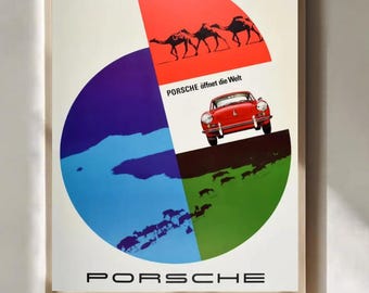 classic porsche 356 illustration midcentury automotive print