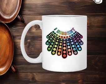 Collana con colletto Notorious RBG Dissent Tazza da caffè in ceramica – Boccale da birra – Bottiglia d'acqua – Tazza che cambia colore