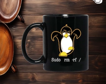 Tazza da caffè in ceramica Penguin Sudo Rm Rf