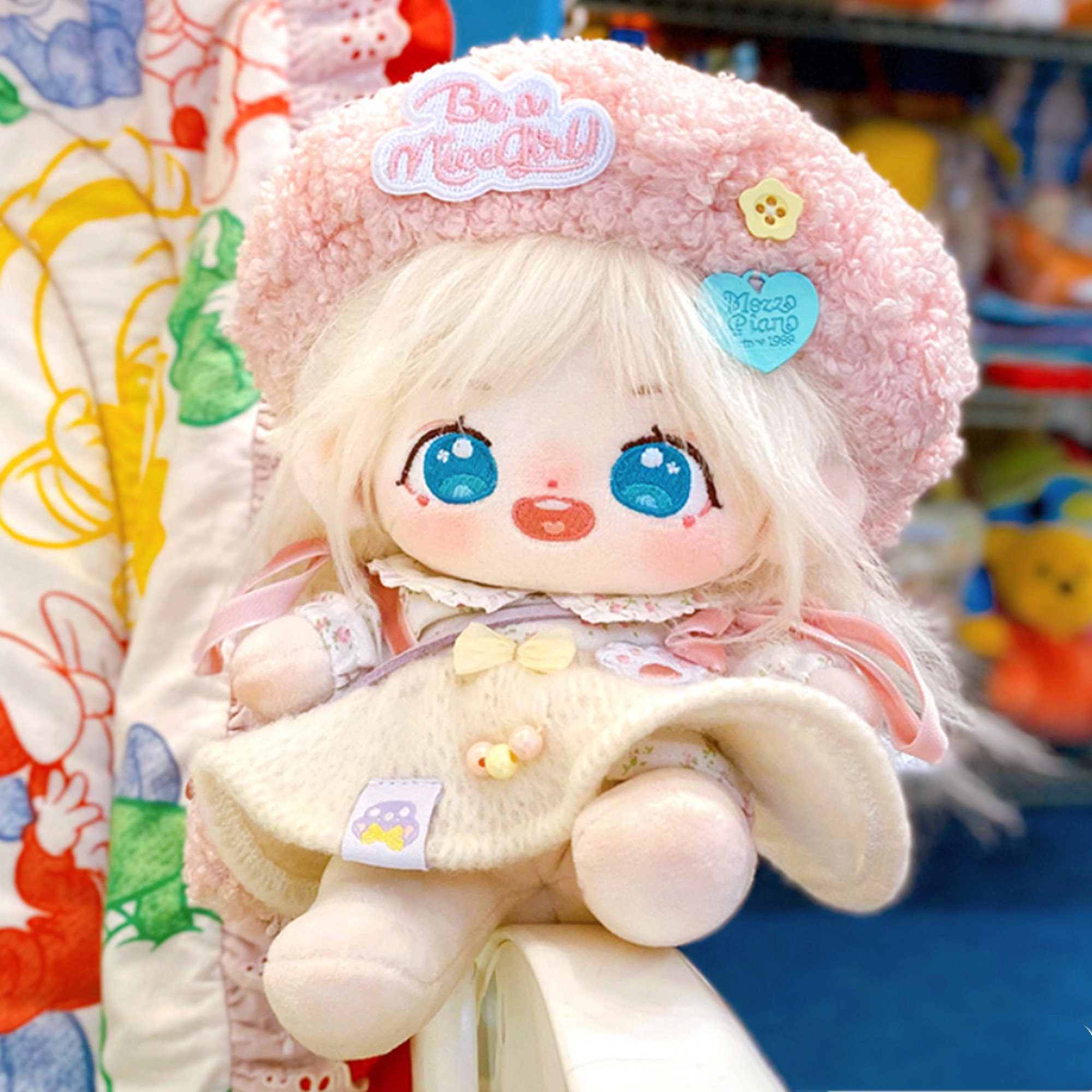 White Hair 20cm Plush Doll, Cute Girl Doll, No Feature 
