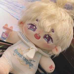 Cute Plush Doll, 20cm Doll, Handmade Doll, White Hair, Gift for Kpop.