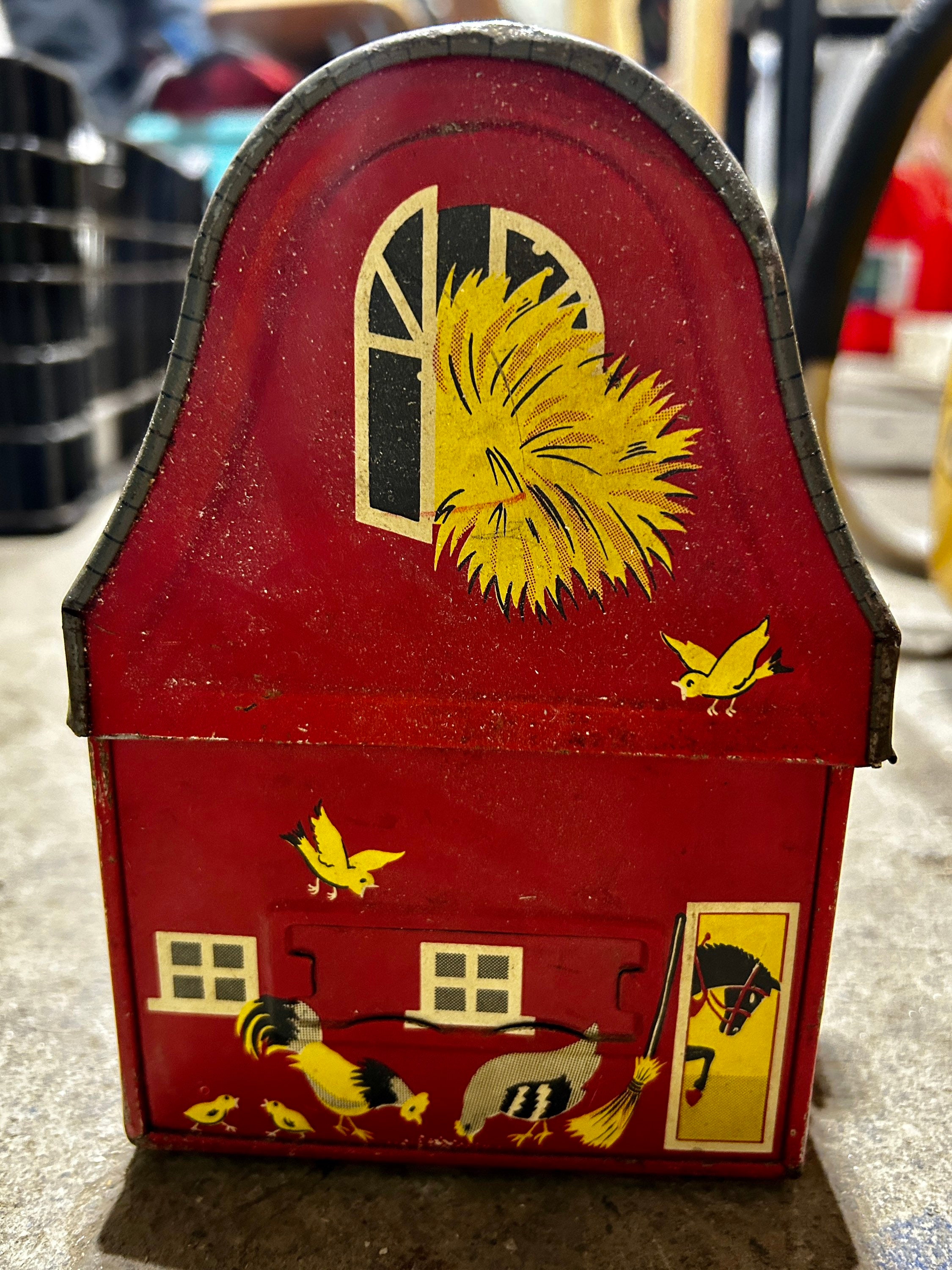 Vintage Red Barn Metal Lunch Box and Thermos Etsy