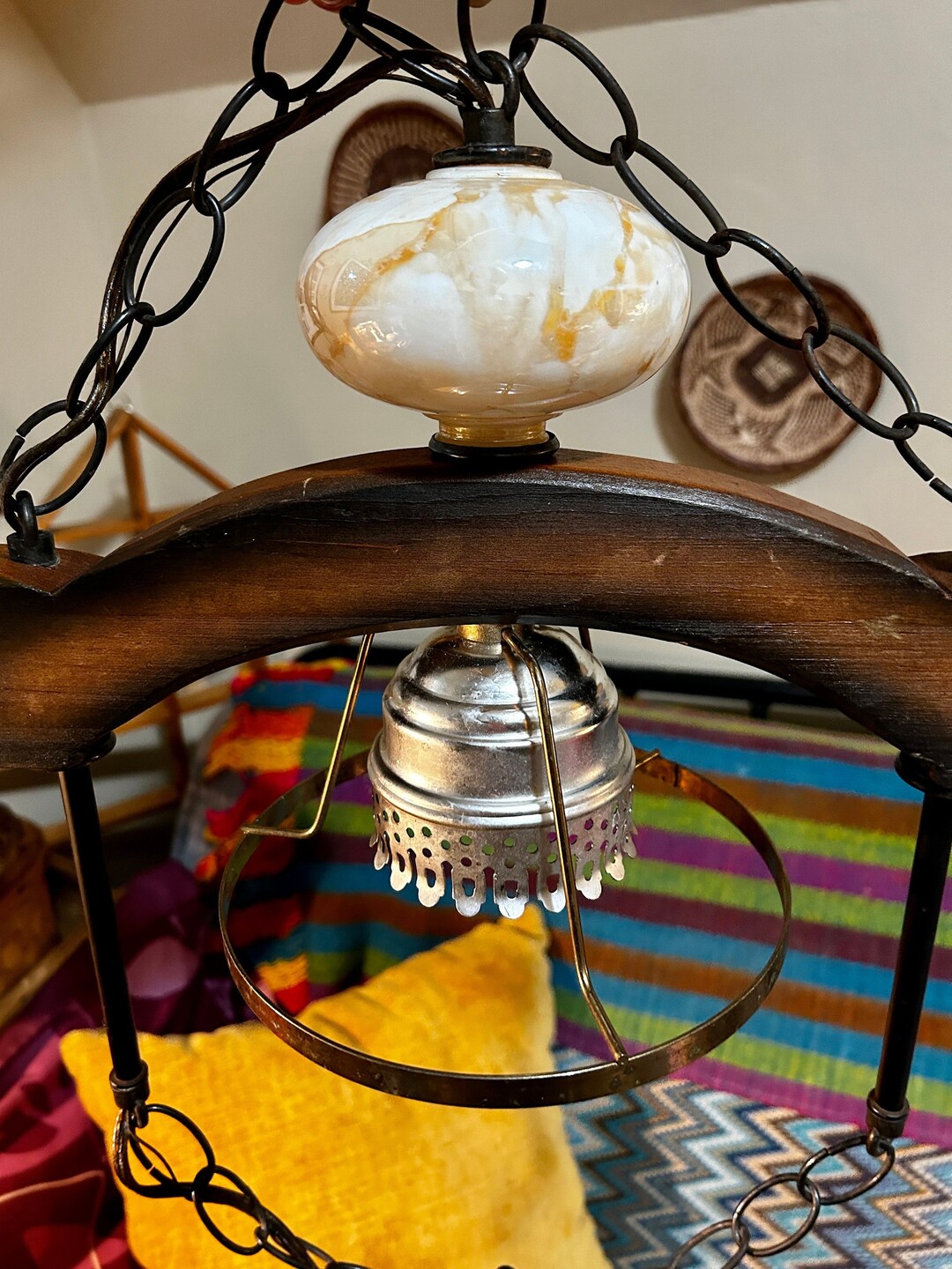 Hand Made Ox Yoke Pendant Light Etsy