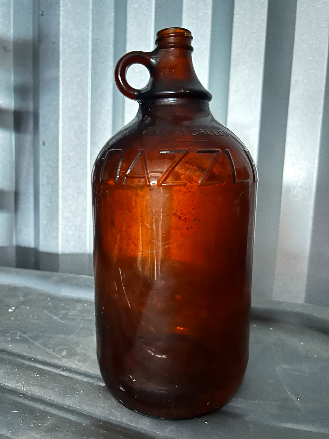 1929 Dazzle Bleach Bottle Amber Glass Half Gallon Jug Etsy