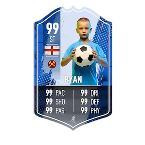Gepersonaliseerde metalen voetbalkaart cadeau | Kampioenen | Ultimate Team 24 voetbalcadeau Voor zoon Vader Vriendje Kinderen Slaapkamer Verjaardag Kerst
