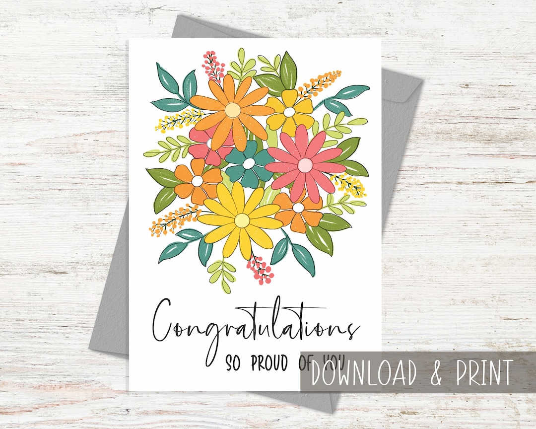 Job Well Done Card Printable, so Proud of You Card, Digital Download