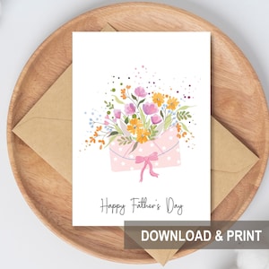 Aquarell Blumen Vatertagskarte druckbare, handgezeichnete Vatertagskarte druckbare, glückliche Vatertagskarte für Papa, sofortiger Download