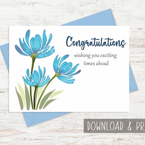 Gefeliciteerd afdrukbare kaart voor succes, afstudeerkaart, promotiekaart, nieuwe ouders, nieuwe baankaart, nieuwe stad, kaart voor vrienden