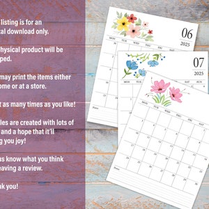 2025 Calendar Printable 2025 Monthly Floral Calendar Printable 2025 Calendar Printable 2025 Monthly Floral Calendar Printable