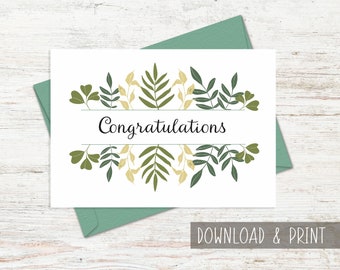 Printable Congratulatory Card, Downloadable Congratulations Card, Congrats Card Printable, Promotion Card, Graduation Card, New Job Card