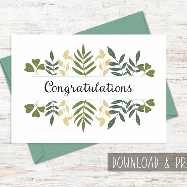 Printable Congratulatory Card, Downloadable Congratulations Card, Congrats Card Printable, Promotion Card, Graduation Card, New Job Card