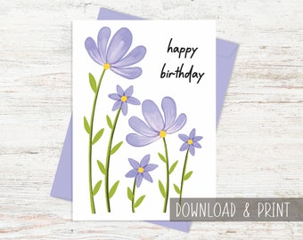 Blumen Geburtstagskarte druckbar, alles Gute zum Geburtstag Karte druckbar, Geburtstagskarte Download, Digital Geburtstagskarte, Geburtstagsgeschenk für Sie