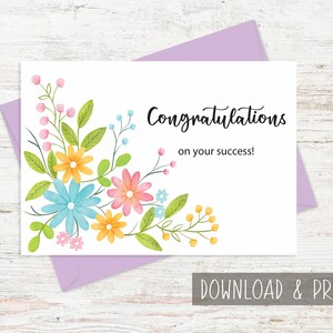 Gefeliciteerd kaart afdrukbaar, Gefeliciteerd afdrukbare kaart, promotiekaart, afstudeerkaart, nieuwe taakkaart, goed uitgevoerde kaart, succeskaart
