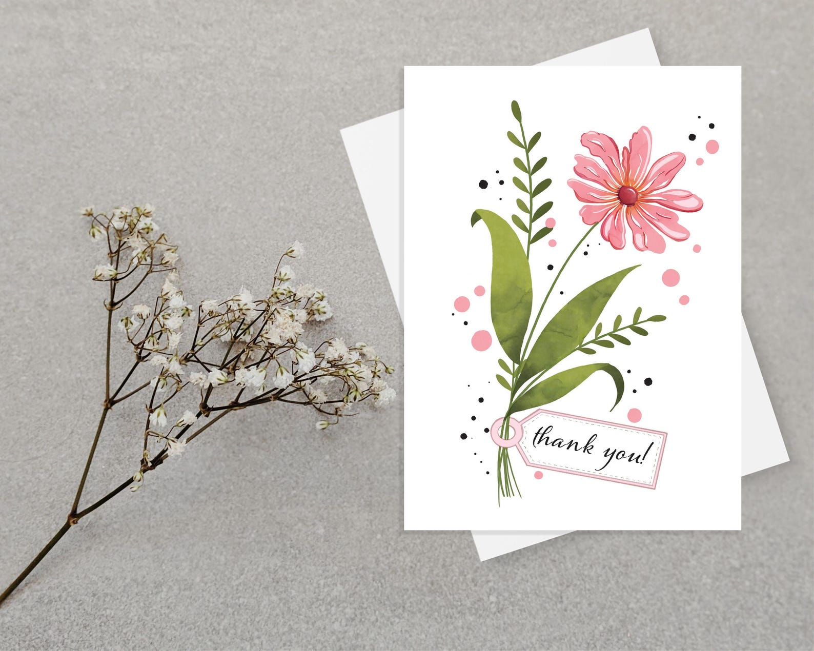 Floral Thank You Card Printable, Elegant Flower Thank You Note, Instant ...
