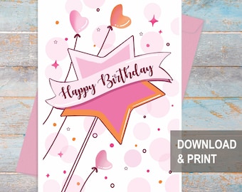 Printable birthday card instant download, Happy Birthday Card Printable, Birthday Printable, Digital birthday Card, Card for daughter