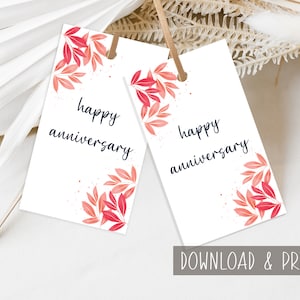 Etiquetas de aniversario imprimibles, Descarga de etiquetas de feliz aniversario, Regalo para novio y novia, Regalos de boda, Relación a larga distancia
