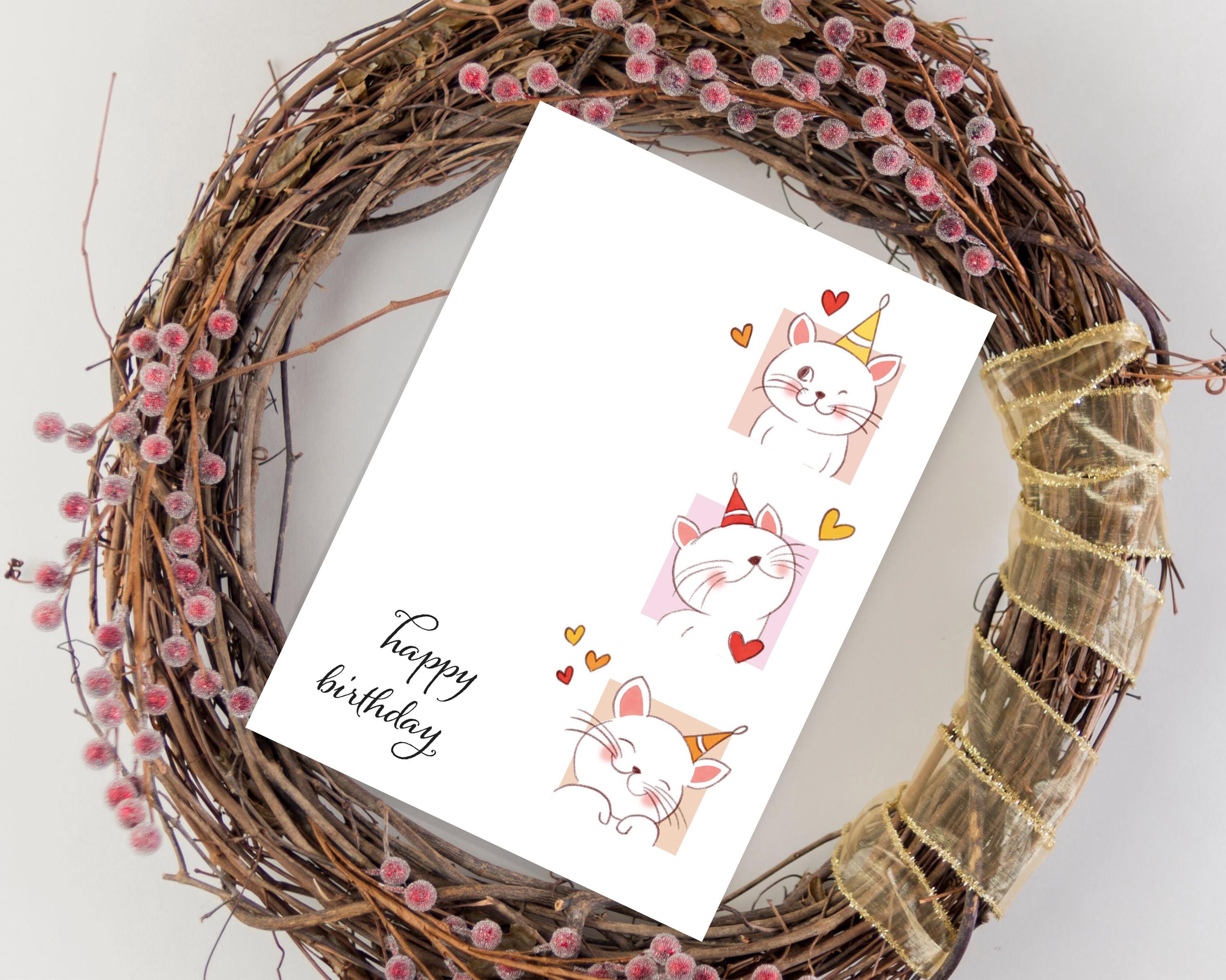 Cute Cats Birthday Card Printable, Cat Lovers Birthday Card, Cat ...