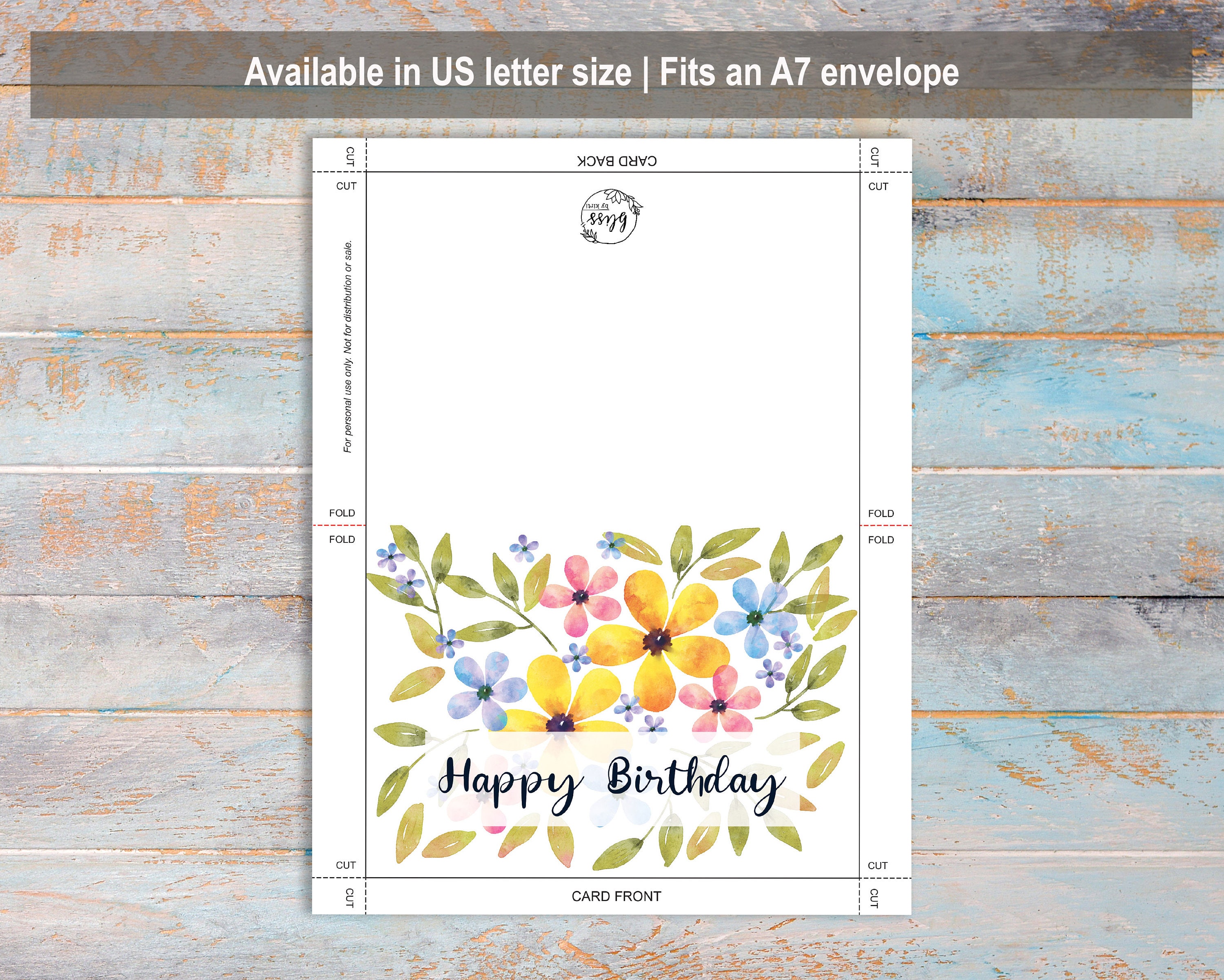 Printable Birthday Card With Flowers Happy Birthday Card - Etsy