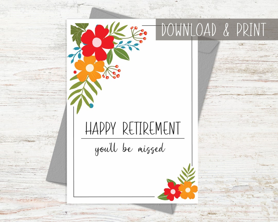 Retirement Card Printable, You'll Be Missed Card, Instant Download, Digital Retirement Card