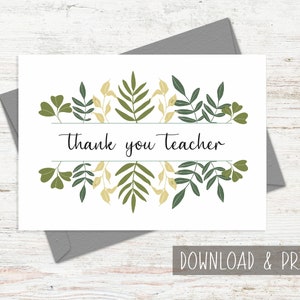 Danke Lehrer Karte druckbar, Lehrer Wertschätzung digitale Karte, Geschenk für Lehrer Digitaler Download, Danke Ma'am Karte druckbar