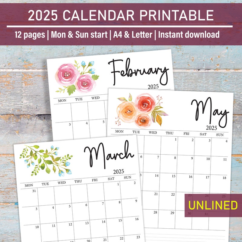 2025 Calendars Printables Etsy