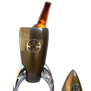 ハンドメイドアンティークデザインのアルミ製ワイン＆ビールボトルチラー/クーラー＆ホルダーバケツパーティーディナーレストランコンテナ（ロケット型）
