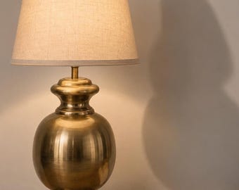 Franse vintage tafellamp, aluminium met antieke koperen bureaulamp