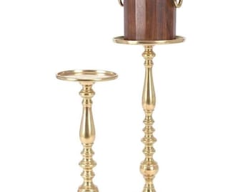 Mesa auxiliar de latón hecha a mano, estilo artesanal neoyorquino, mueble auxiliar moderno para bebidas.