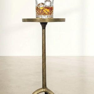 Handmade Cast Aluminum Side Table, Antique Brass Finish