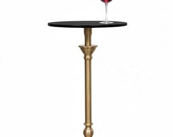 Mesa auxiliar de latón y vidrio negro hecha a mano, moderna mesa auxiliar para bebidas.