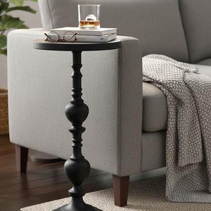 Handmade Matte Black Aluminum Drink Table | Modern Side Accent