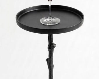 Handmade Rose Stem Artisan Side Table – Brass Drink Accent Furniture